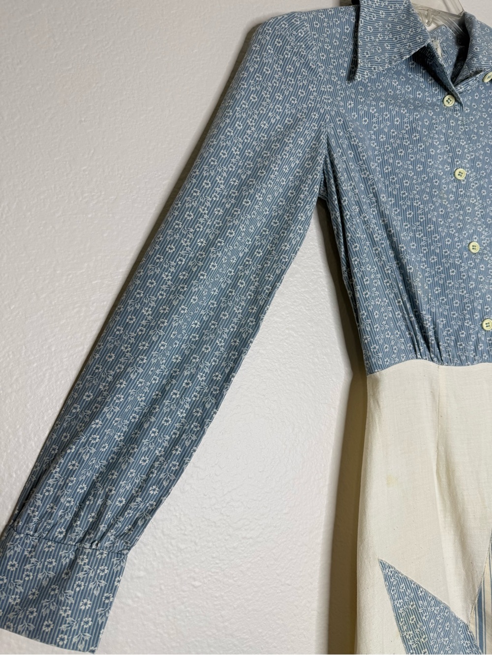 Vintage Star Patchwork Maxi Dress Boho Dagger Collar S - Picture 4 of 9